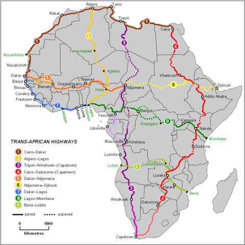 Map of Trans-Africa Highway Network