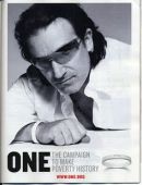 Musician Bono featured in a campaign ad to end poverty. From https://www.pinterest.com/activistjobs/celebrity-activists/